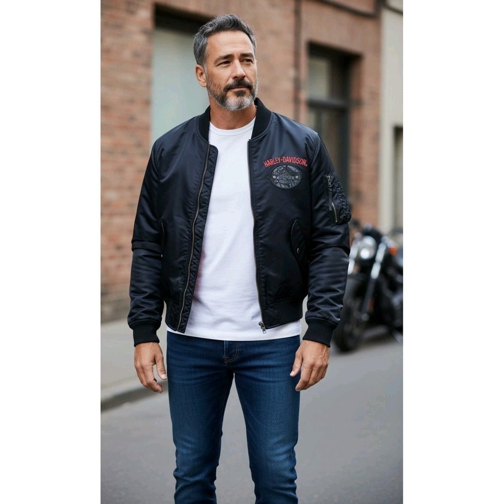 Harley Davidson VTG  Motorcycle Owners‎ Group  Bomber Jacket Made in USA SZ S